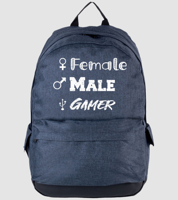 Female Male Gamer model albastru jeanși pe tricou