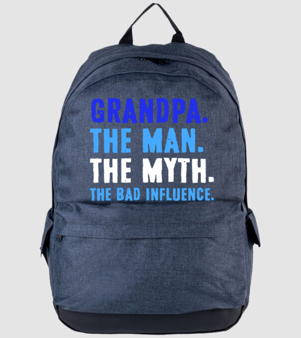 Grandpa, the bad influence model albastru jeanși pe tricou