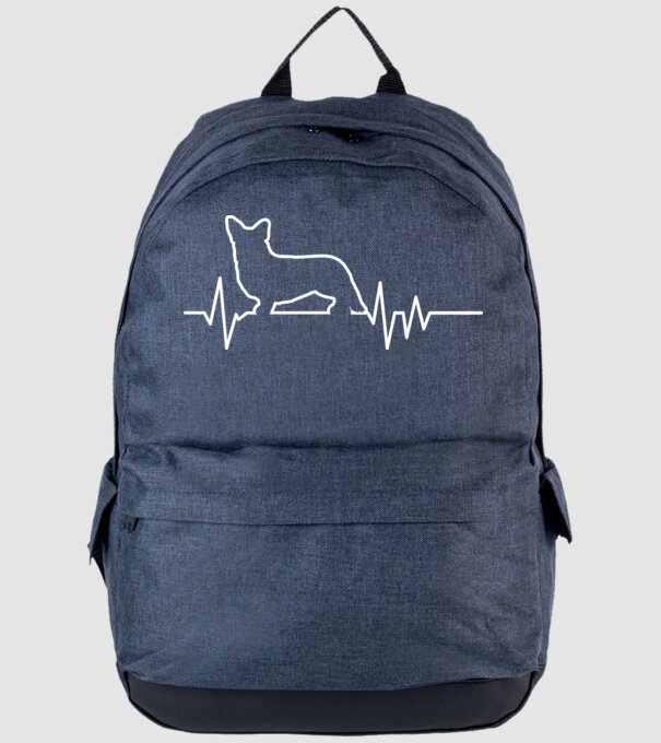 Heartbeat line Corgie model albastru jeanși pe tricou