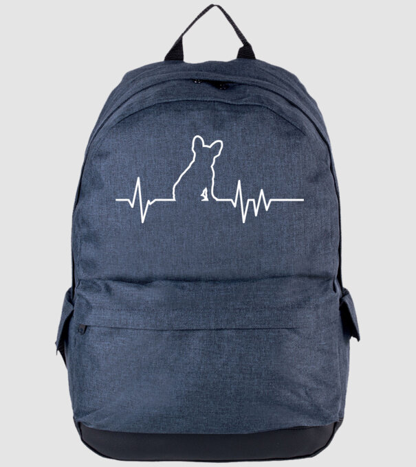 Heartbeat line Francia Bulldog model albastru jeanși pe tricou