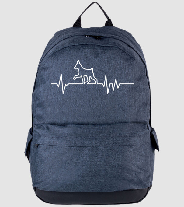 Heartbeat line Pinscher model albastru jeanși pe tricou