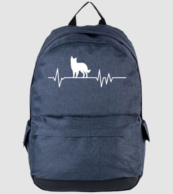 Heartbeat silueta Border collie model albastru jeanși pe tricou