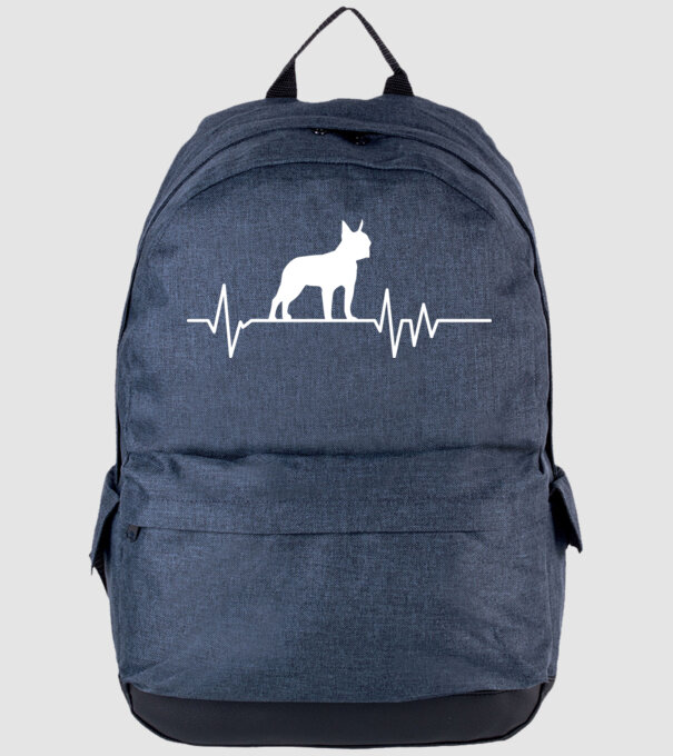 Heartbeat silueta Boston terrier model albastru jeanși pe tricou