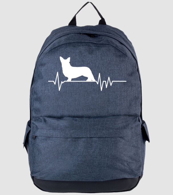 Heartbeat silueta Corgie model albastru jeanși pe tricou
