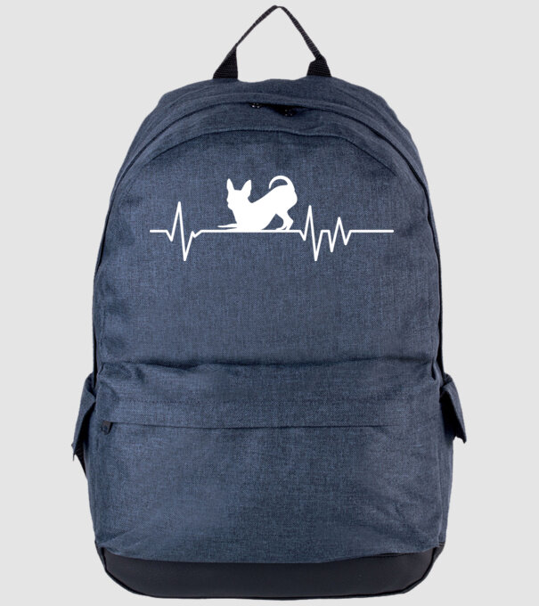 Heartbeat silueta Chihuahua model albastru jeanși pe tricou