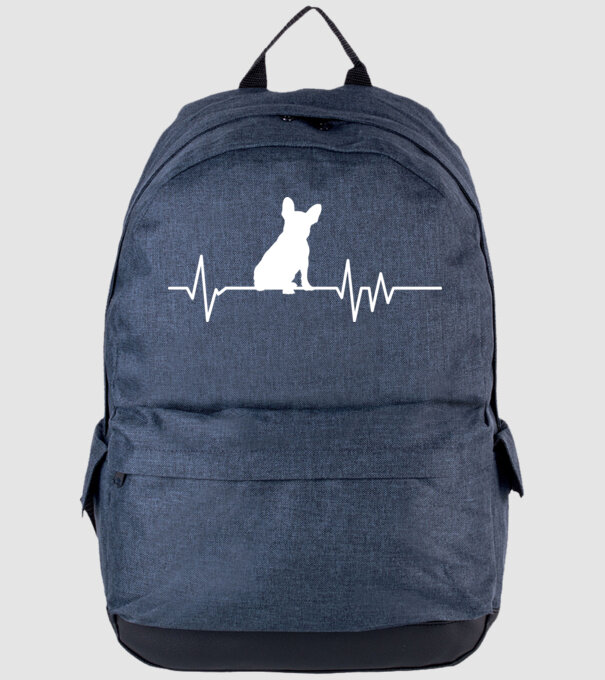 Heartbeat siluetă Bulldog francez model albastru jeanși pe tricou