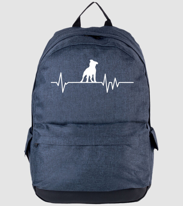 Heartbeat silueta Staffordshire terrier model albastru jeanși pe tricou