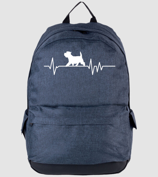 Heartbeat silueta Westie model albastru jeanși pe tricou