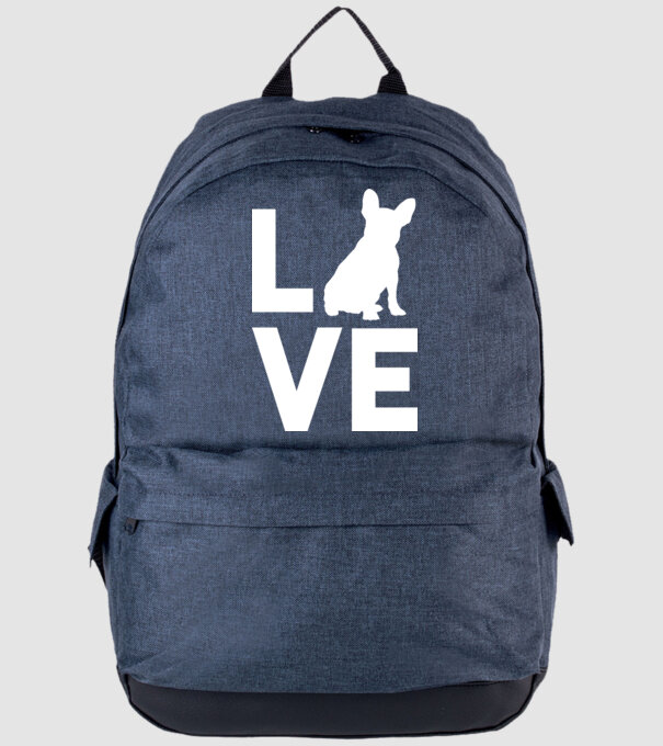 LOVE Bulldog francez model albastru jeanși pe tricou