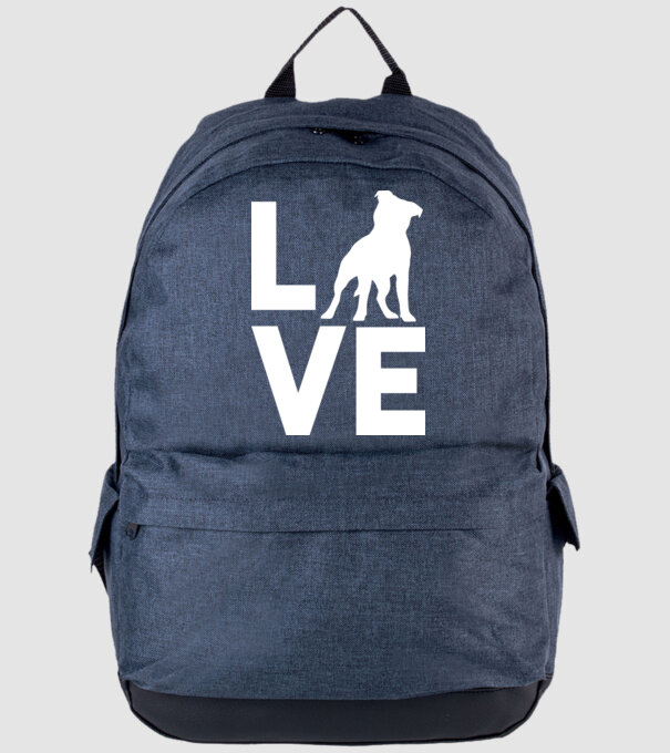 LOVE Staffordshire Terrier model albastru jeanși pe tricou