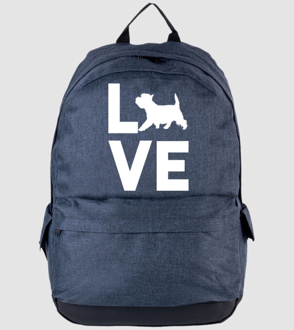 LOVE Westie model albastru jeanși pe tricou