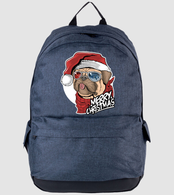 Merry Christmas Mopsz model albastru jeanși pe tricou
