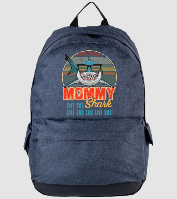 Mommy Shark model albastru jeanși pe tricou