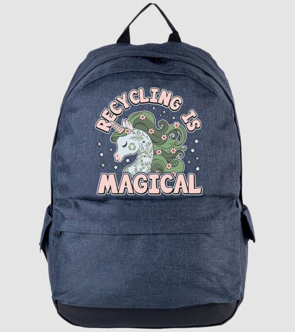 Recycling is magical model albastru jeanși pe tricou