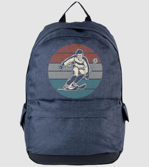 Retro circle ski model albastru jeanși pe tricou