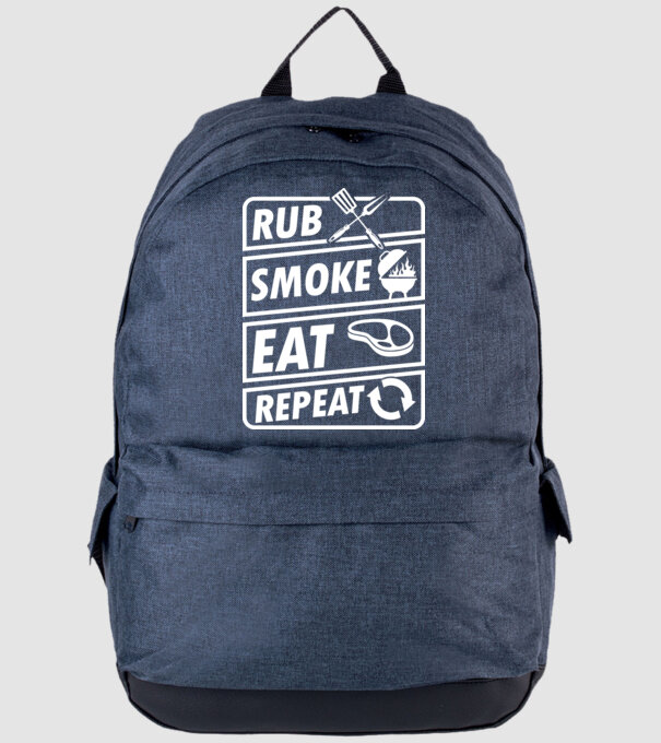 Rub Smoke Eat Repeat model albastru jeanși pe tricou