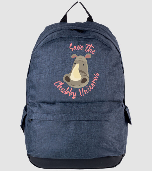 Save the chubby unicorns model albastru jeanși pe tricou