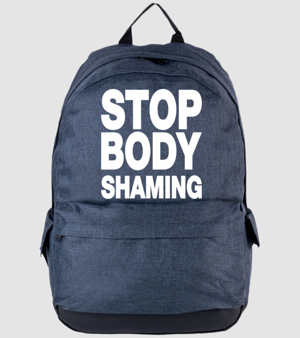 Stop body shaming helvetica model albastru jeanși pe tricou