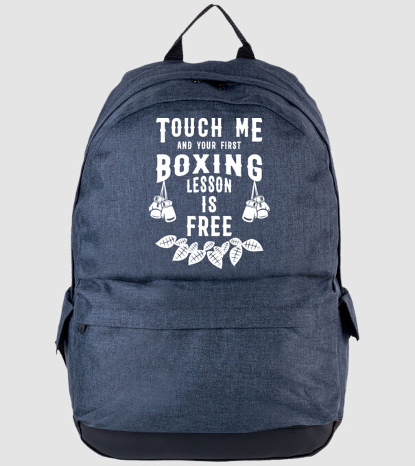Touch me if you want a free lesson model albastru jeanși pe tricou