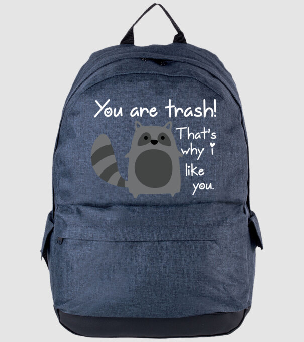 You are trash! model albastru jeanși pe tricou