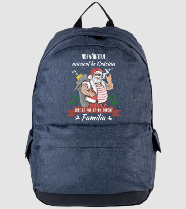 adevăratul miracol de Crăciun este că pot să-mi suport familia model albastru jeanși pe tricou
