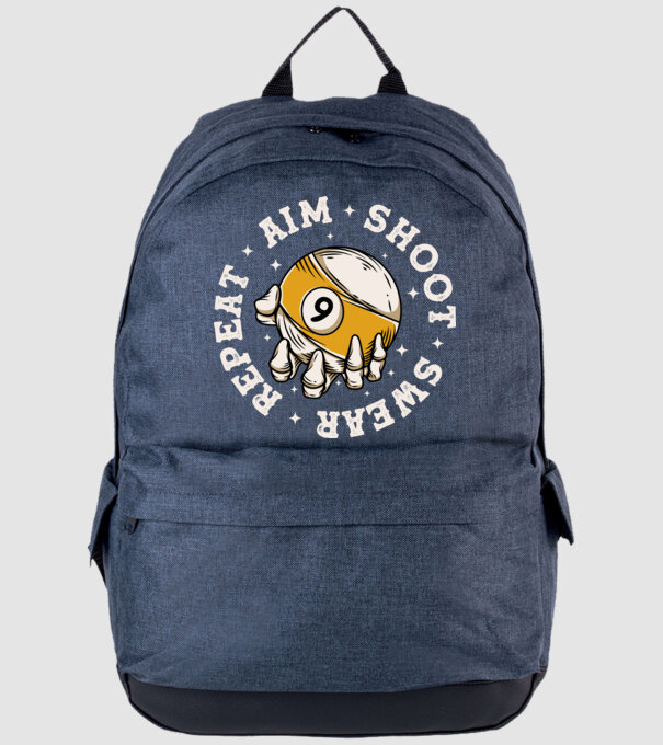 Aim Shoot Swear Repeat Biliard model albastru jeanși pe tricou