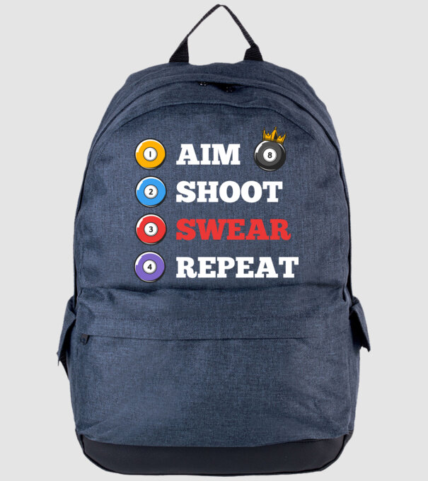 Aim swear shoot repeat - biliard v2 model albastru jeanși pe tricou