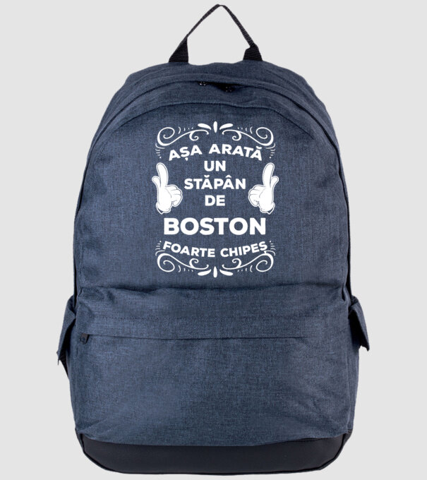 Așa arată un stăpân de Boston Terrier foarte chipeș model albastru jeanși pe tricou