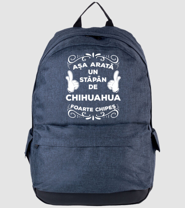Așa arată un stăpân de Chihuahua foarte chipeș model albastru jeanși pe tricou