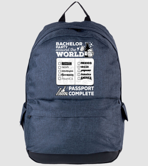 Bachelor Party World tour model albastru jeanși pe tricou