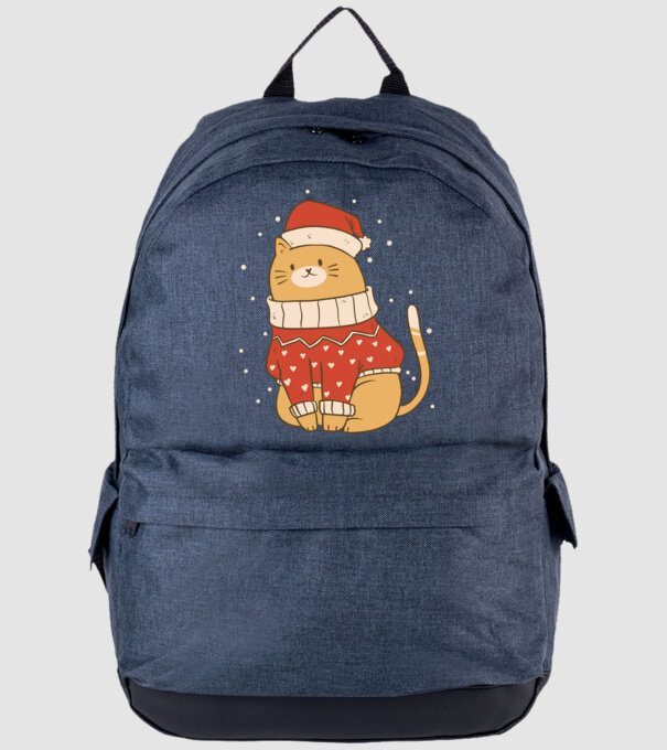 Christmas cat model albastru jeanși pe tricou