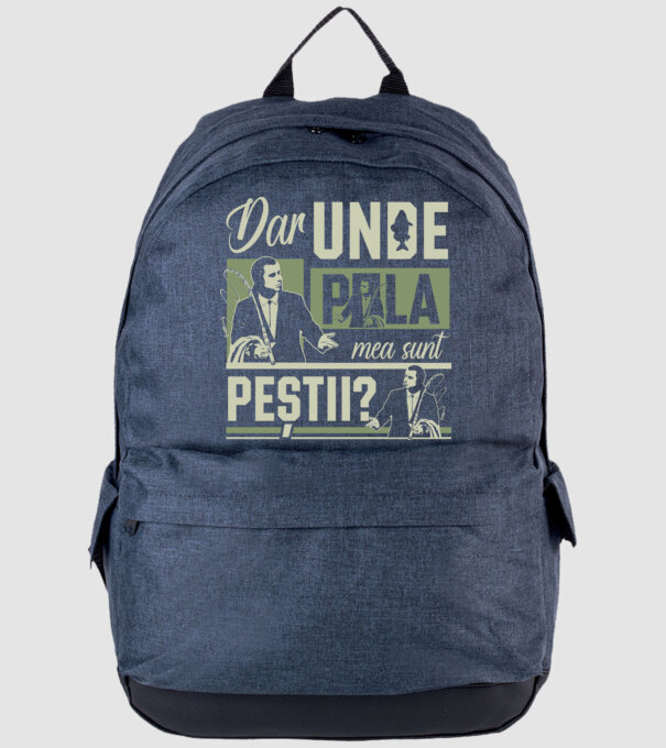Dar unde p la mea sunt peștii model albastru jeanși pe tricou