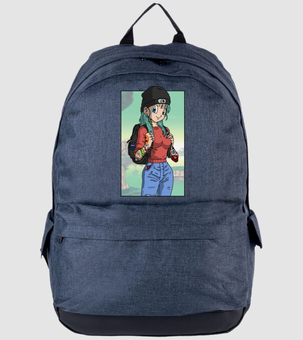 dragon ball bulma model albastru jeanși pe tricou