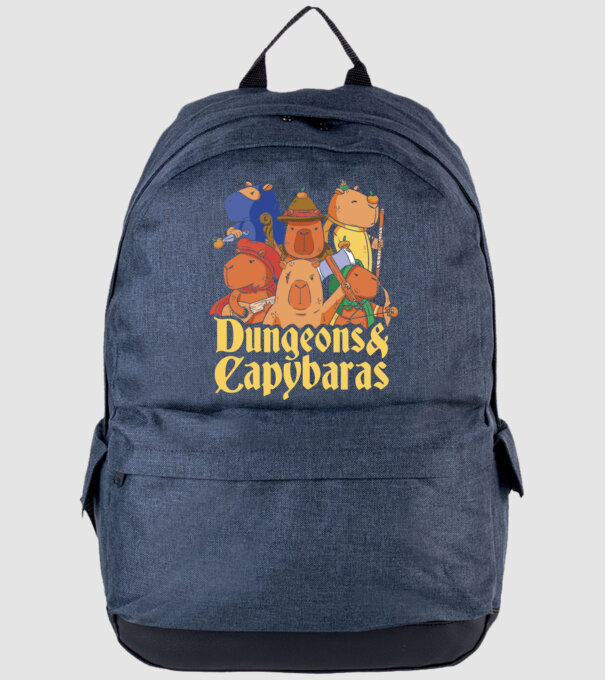 Dungeons and Capybaras model albastru jeanși pe tricou