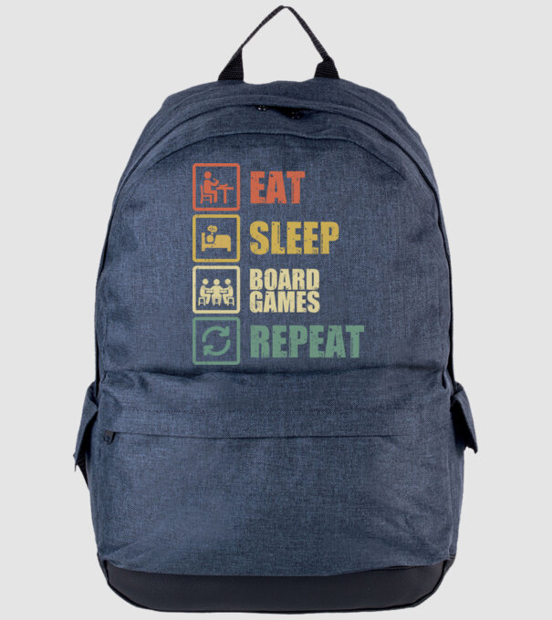 eat sleep Board Games repeat model albastru jeanși pe tricou