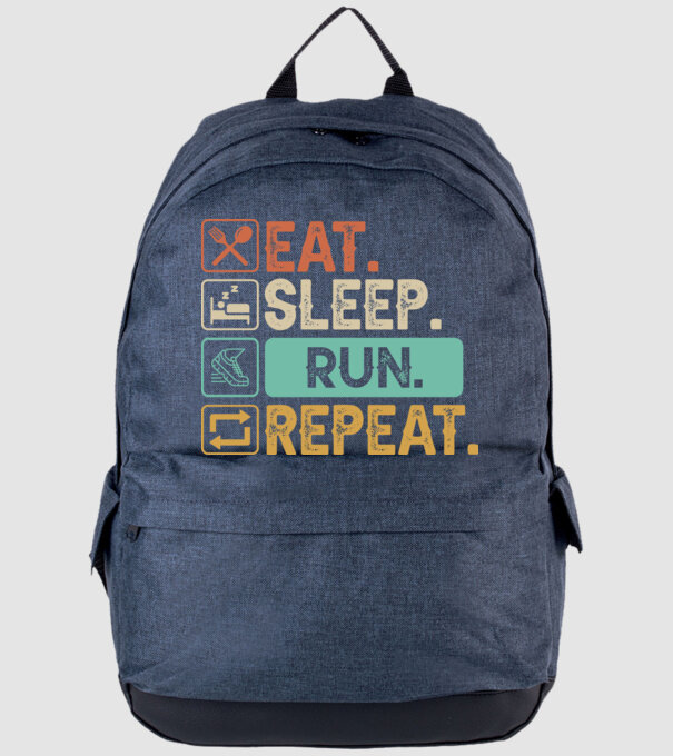 Eat Sleep Run Repeat model albastru jeanși pe tricou