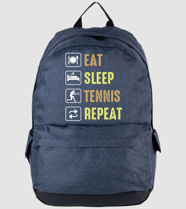 eat sleep tennis repeat model albastru jeanși pe tricou