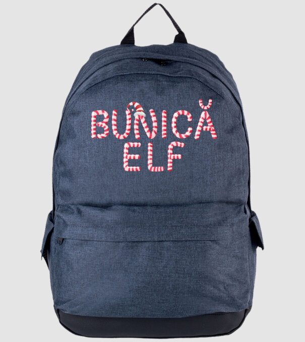 bunică elf model albastru jeanși pe tricou