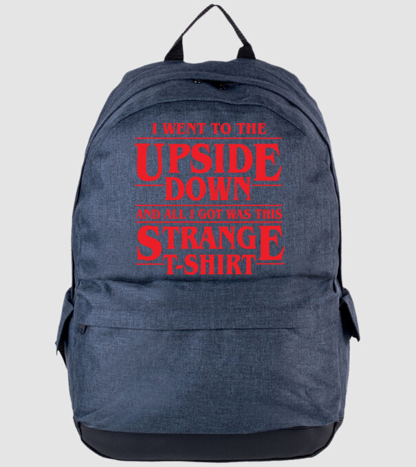 i went to the upside down model albastru jeanși pe tricou