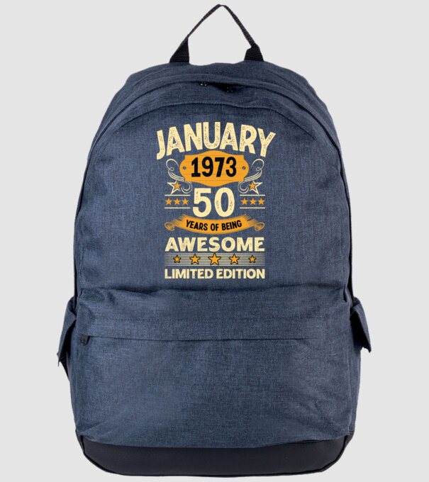 January 1973 50 years of being limited edition model albastru jeanși pe tricou