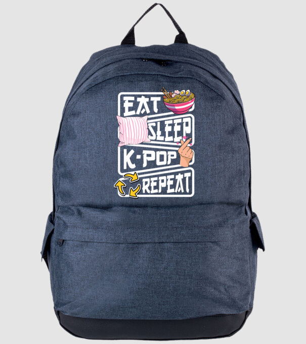 K-POP EAT SLEEP model albastru jeanși pe tricou
