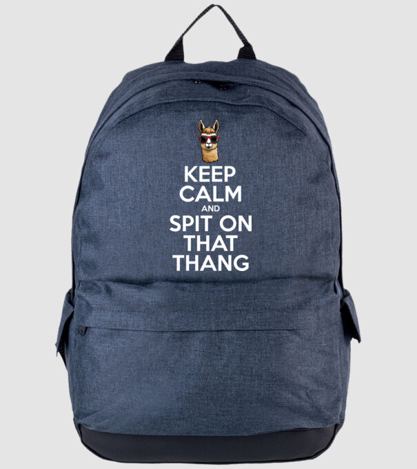 Keep calm and spit on that thang model albastru jeanși pe tricou