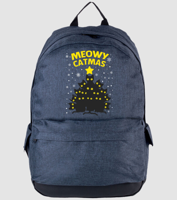 Meowy catmas black model albastru jeanși pe tricou