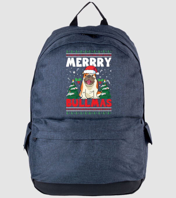 Merry bullmas ugly sweater model albastru jeanși pe tricou