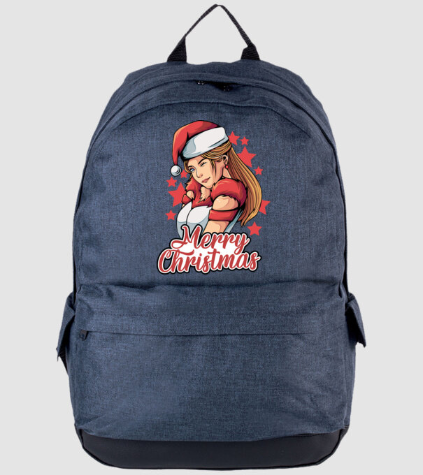 Merry christmas santa girl model albastru jeanși pe tricou