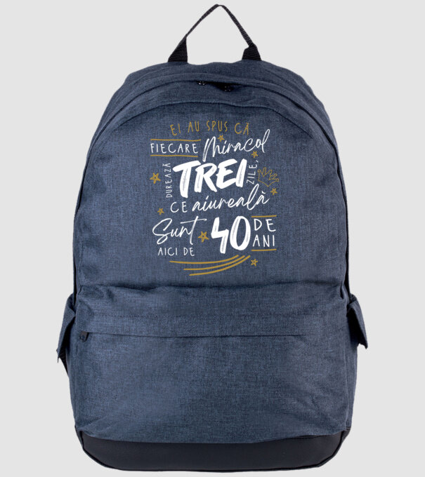 Miracol durează trei 40 de ani model albastru jeanși pe tricou