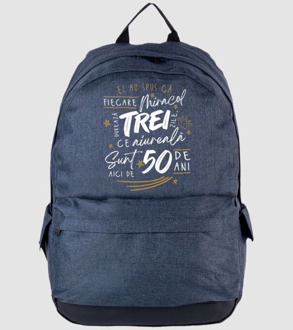 Miracol durează trei 50 de ani model albastru jeanși pe tricou