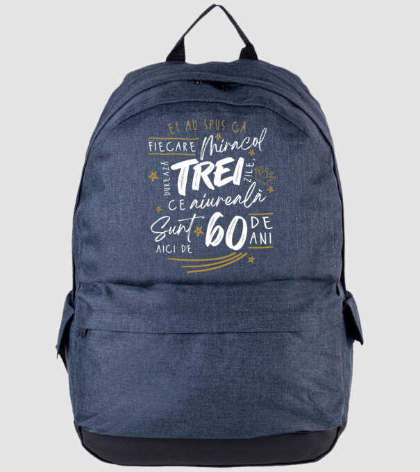 Miracol durează trei 60 de ani model albastru jeanși pe tricou