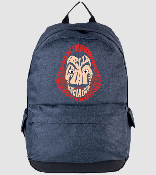 money heist logo names model albastru jeanși pe tricou