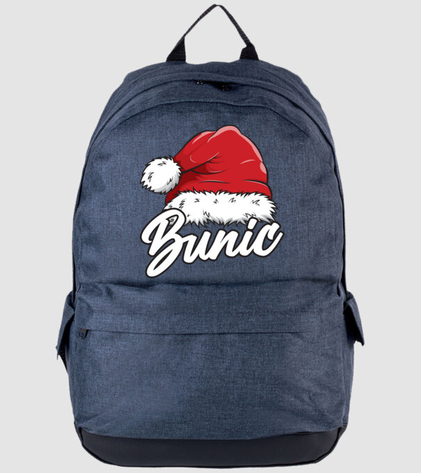 bunic Santa Hat model albastru jeanși pe tricou